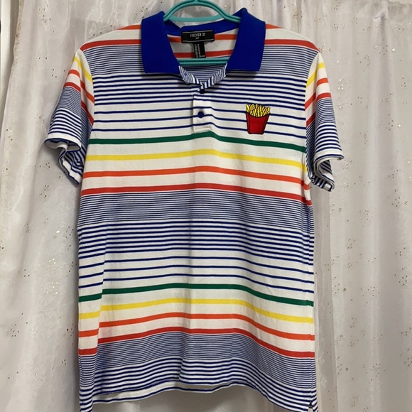 Forever 21 French Fry Patch Striped Polo - Picture 4 of 5